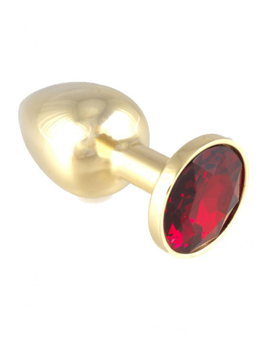 Rimba - Gouden Buttplug Klein Met Rood Kristal-Erotiekvoordeel.nl