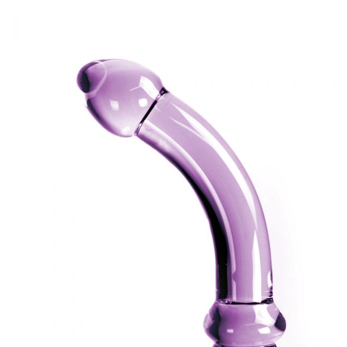 Gebogen Glazen dildo Met stimulerende ribbels - Paars-Erotiekvoordeel.nl