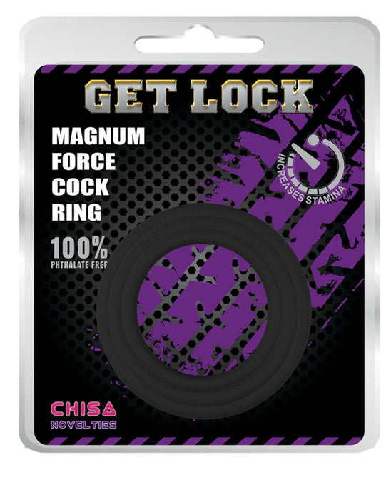 Get Lock - Magnum Force Cock Ring - Zwart-Erotiekvoordeel.nl