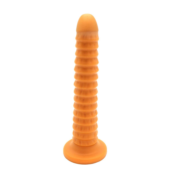 Gold Play - Soft Liquid Siliconen Anaal Dildo Ribbed - Goud-Erotiekvoordeel.nl