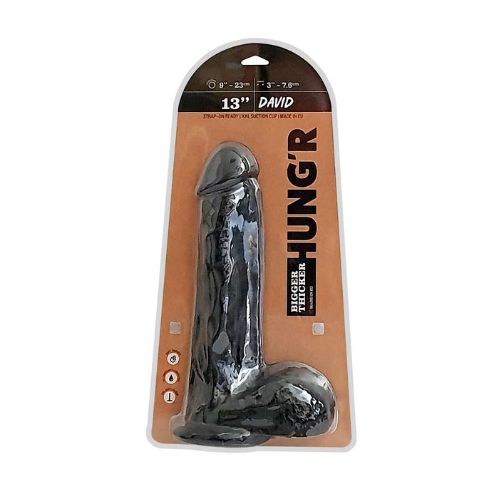 HUNG'R - David - Dildo - Zwart - 33 cm - Ø 7.6 cm-Erotiekvoordeel.nl