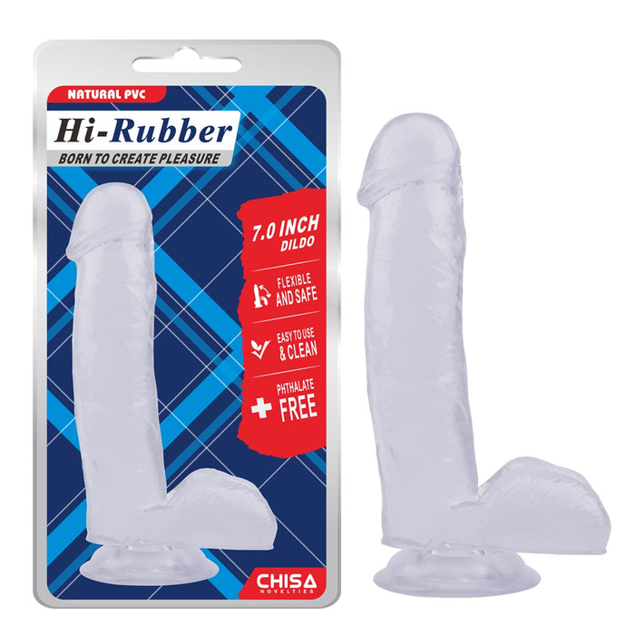 Hi-Rubber - Dildo met Zuignap - 17,5 cm - Transparant-Erotiekvoordeel.nl