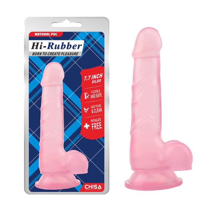 Hi-Rubber - Dildo met Zuignap - 19,5 cm - Roze-Erotiekvoordeel.nl