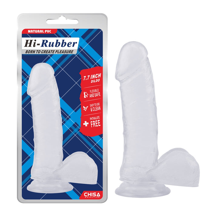 Hi-Rubber - Dildo met Zuignap - 19,5 cm - Transparant-Erotiekvoordeel.nl