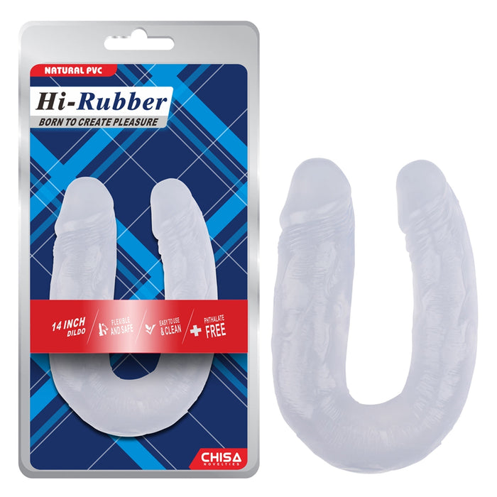 Hi-Rubber - Dubbele Dildo - 35 cm - Transparant-Erotiekvoordeel.nl