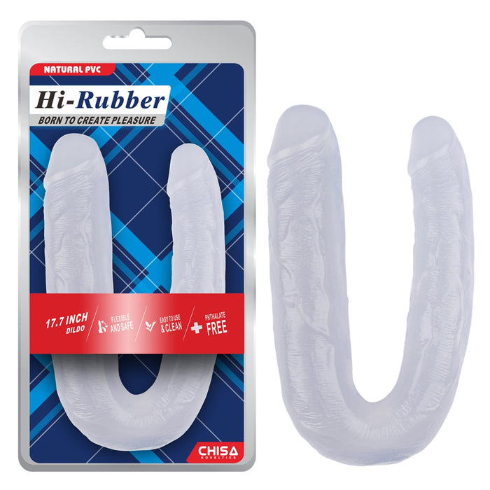 Hi-Rubber - Dubbele Dildo - 45 cm - Diameter 45 & 50 mm - Transparant-Erotiekvoordeel.nl