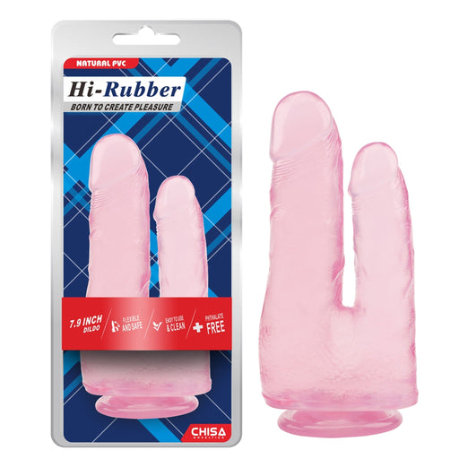 Hi-Rubber - Dubbele Penetratie Dildo - 23 cm - Roze-Erotiekvoordeel.nl