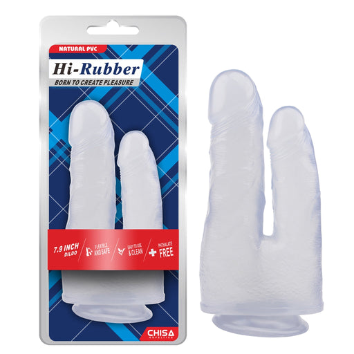 Hi-Rubber - Dubbele Penetratie Dildo - 23 cm - Transparant-Erotiekvoordeel.nl