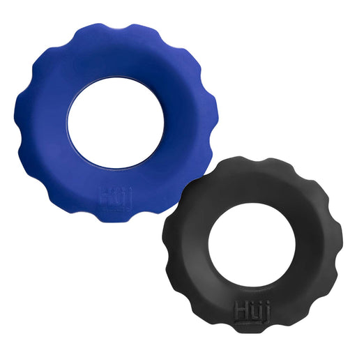 Hünkyjunk - Cog Ring - Set 2 Cockringen - Blauw/Zwart-Erotiekvoordeel.nl