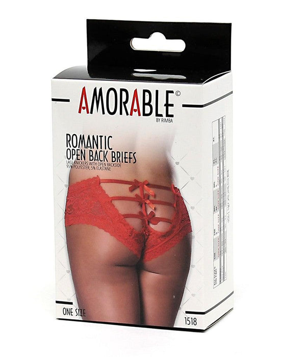 Amorable - Kanten Slip Met Open Achterkant En Strikjes - Rood-Erotiekvoordeel.nl