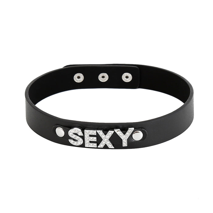 Kiotos BDSM - Collar met Strass Steentjes - SEXY - Zwart-Erotiekvoordeel.nl