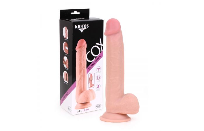 Kiotos Cox - Sliding Skin Dubbellaags Dildo 24 x 4,5 cm - Lichte Huidskleur-Erotiekvoordeel.nl