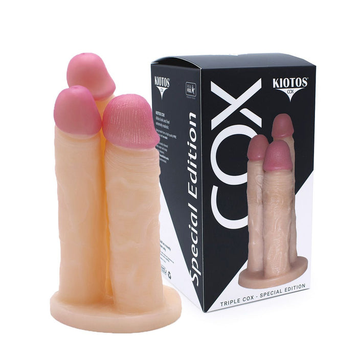 Kiotos Cox - Triple Dildo - Lichte Huidskleur-Erotiekvoordeel.nl