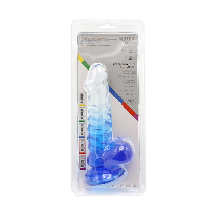 Kiotos Cox Color - Gekleurde Dildo 02 - 18,5 x 4 cm - Transparant/Blauw-Erotiekvoordeel.nl