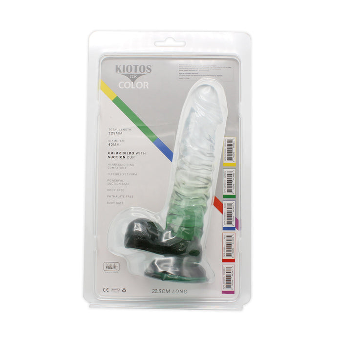 Kiotos Cox Color - Gekleurde Dildo 04 - 22,5 x 4 cm - Transparant/Groen-Erotiekvoordeel.nl