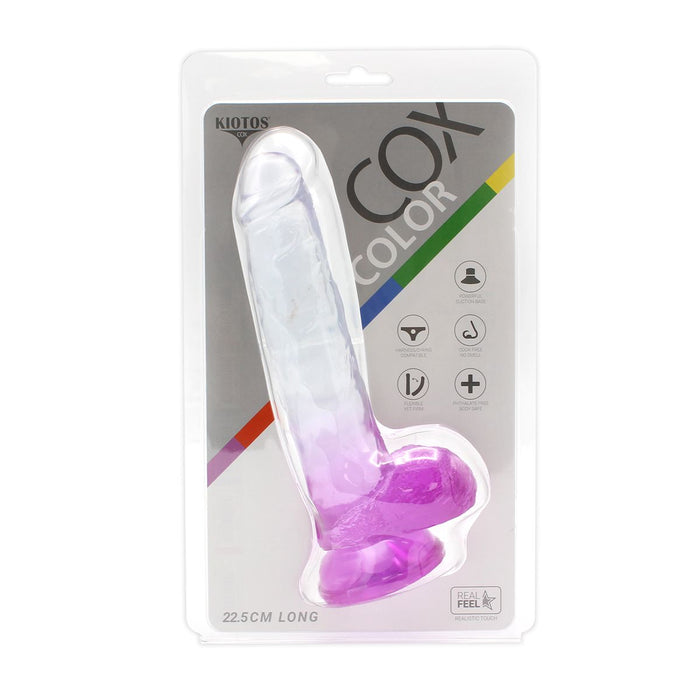 Kiotos Cox Color - Gekleurde Dildo 06 - 22,5 x 4,2 cm - Transparant/Paars-Erotiekvoordeel.nl