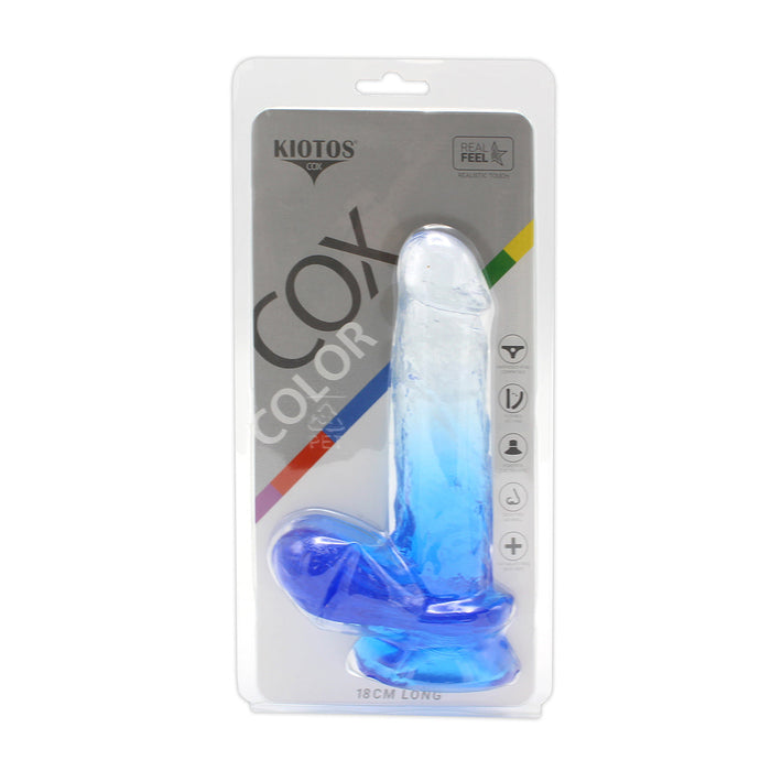 Kiotos Cox Color - Gekleurde Dildo 07 - 18 x 4 cm - Transparant/Blauw-Erotiekvoordeel.nl