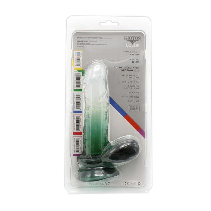 Kiotos Cox Color - Gekleurde Dildo 07 - 18 x 4 cm - Transparant/Groen-Erotiekvoordeel.nl