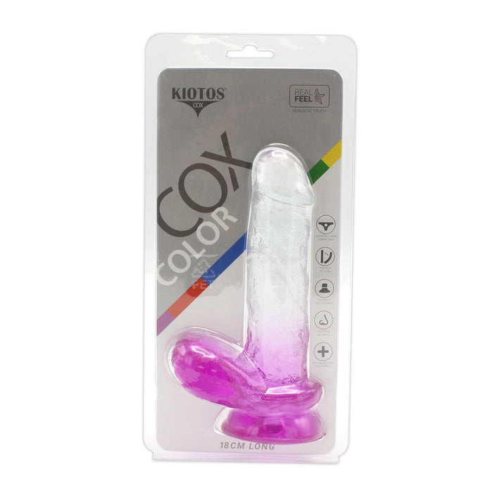 Kiotos Cox Color - Gekleurde Dildo 07 - 18 x 4 cm - Transparant/Paars-Erotiekvoordeel.nl