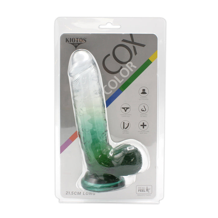 Kiotos Cox Color - Gekleurde Dildo 09 - 21,5 x 4,3 cm - Transparant/Groen-Erotiekvoordeel.nl