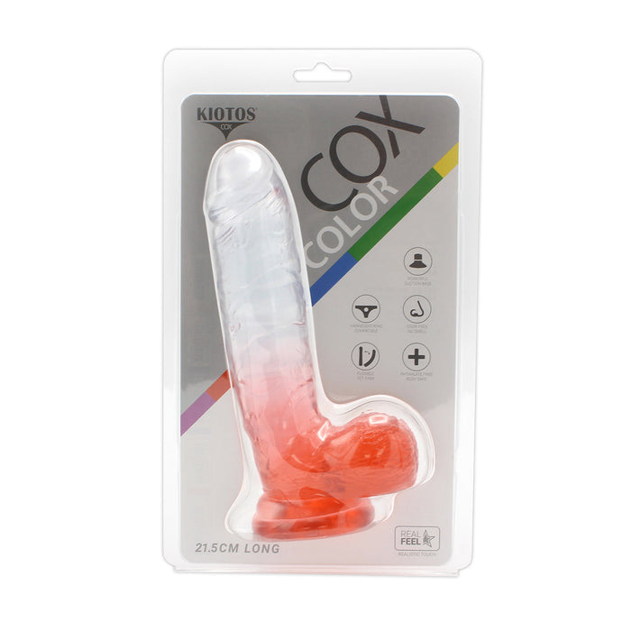 Kiotos Cox Color - Gekleurde Dildo 09 - 21,5 x 4,3 cm - Transparant/Rood-Erotiekvoordeel.nl