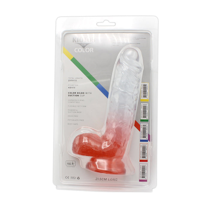 Kiotos Cox Color - Gekleurde Dildo 09 - 21,5 x 4,3 cm - Transparant/Rood-Erotiekvoordeel.nl