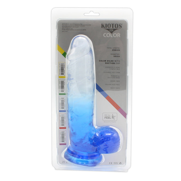 Kiotos Cox Color - Gekleurde Dildo 10 - 25 x 5,5 cm - Transparant/Blauw-Erotiekvoordeel.nl