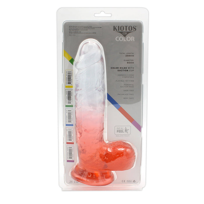 Kiotos Cox Color - Gekleurde Dildo 10 - 25 x 5,5 cm - Transparant/Rood-Erotiekvoordeel.nl