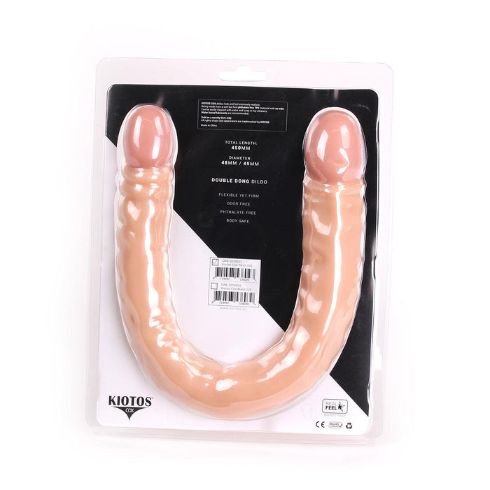 Kiotos Cox - Dubbele Dildo 45 x 4,5/4,8 cm - Lichte Huidskleur-Erotiekvoordeel.nl