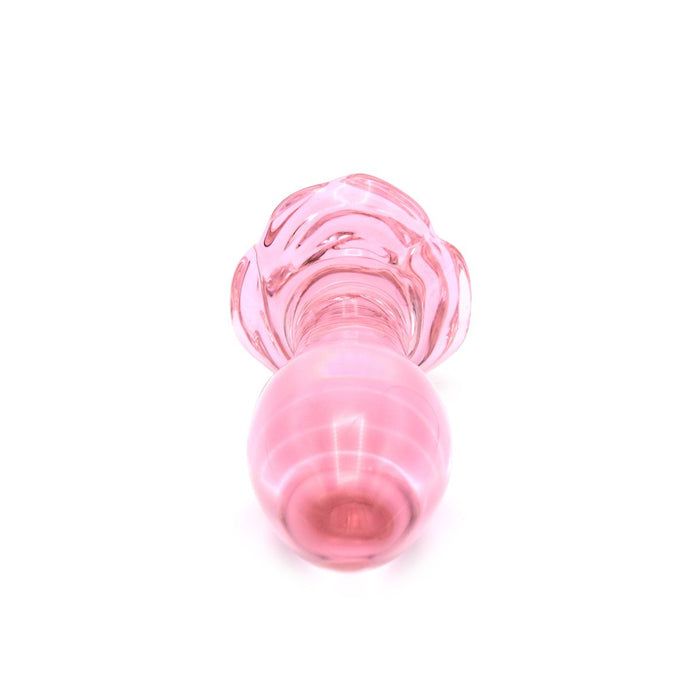 Kiotos Glass - Glazen Buttplug Met Roos - Roze-Erotiekvoordeel.nl