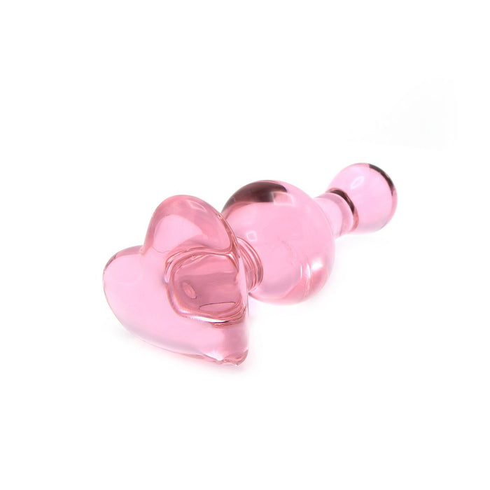 Kiotos Glass - Roze Buttplug Van Glas Met Hartje-Erotiekvoordeel.nl