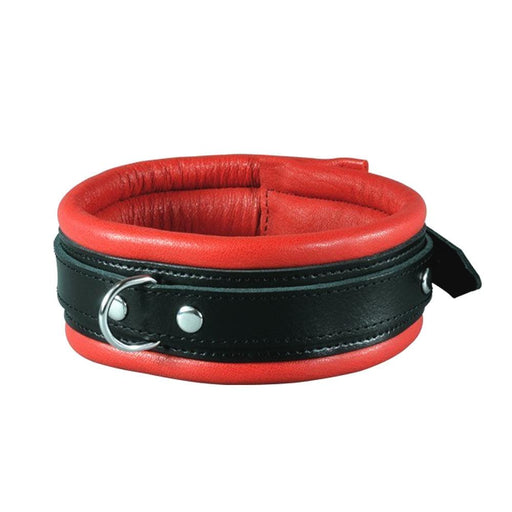 Kiotos Leather - Leren Collar 5 cm Gevoerd - Zwart/Rood-Erotiekvoordeel.nl