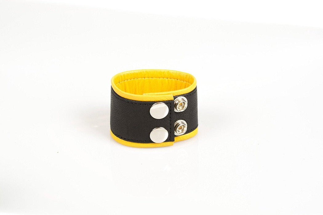 Kiotos Leather - Polsband - Leren Armband - Geel Zwart-Erotiekvoordeel.nl