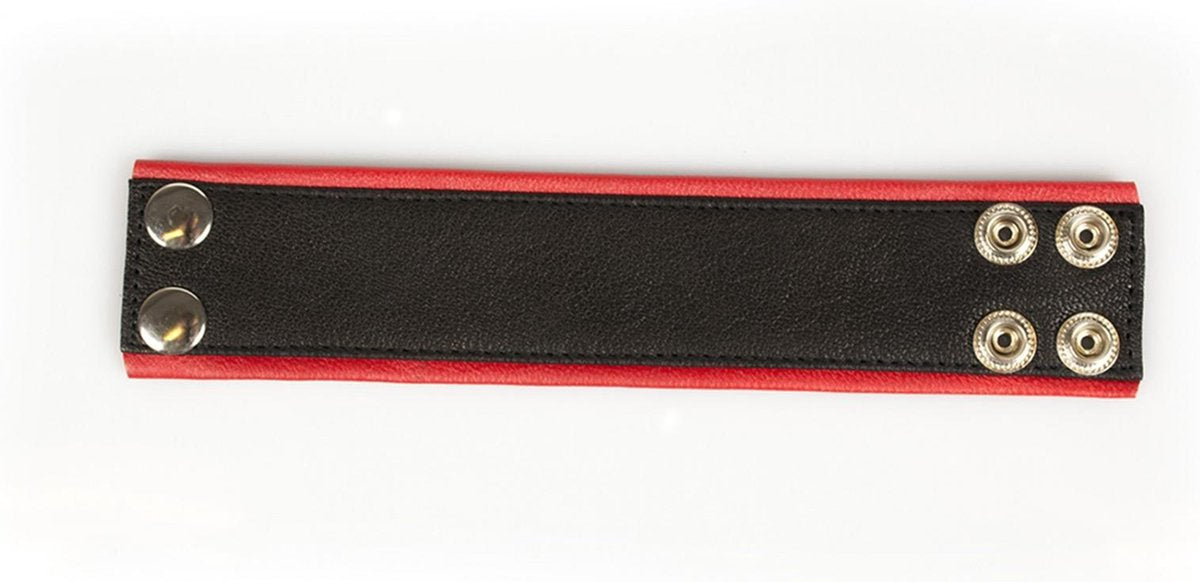 Kiotos Leather - Polsband - Leren Armband - Rood Zwart-Erotiekvoordeel.nl