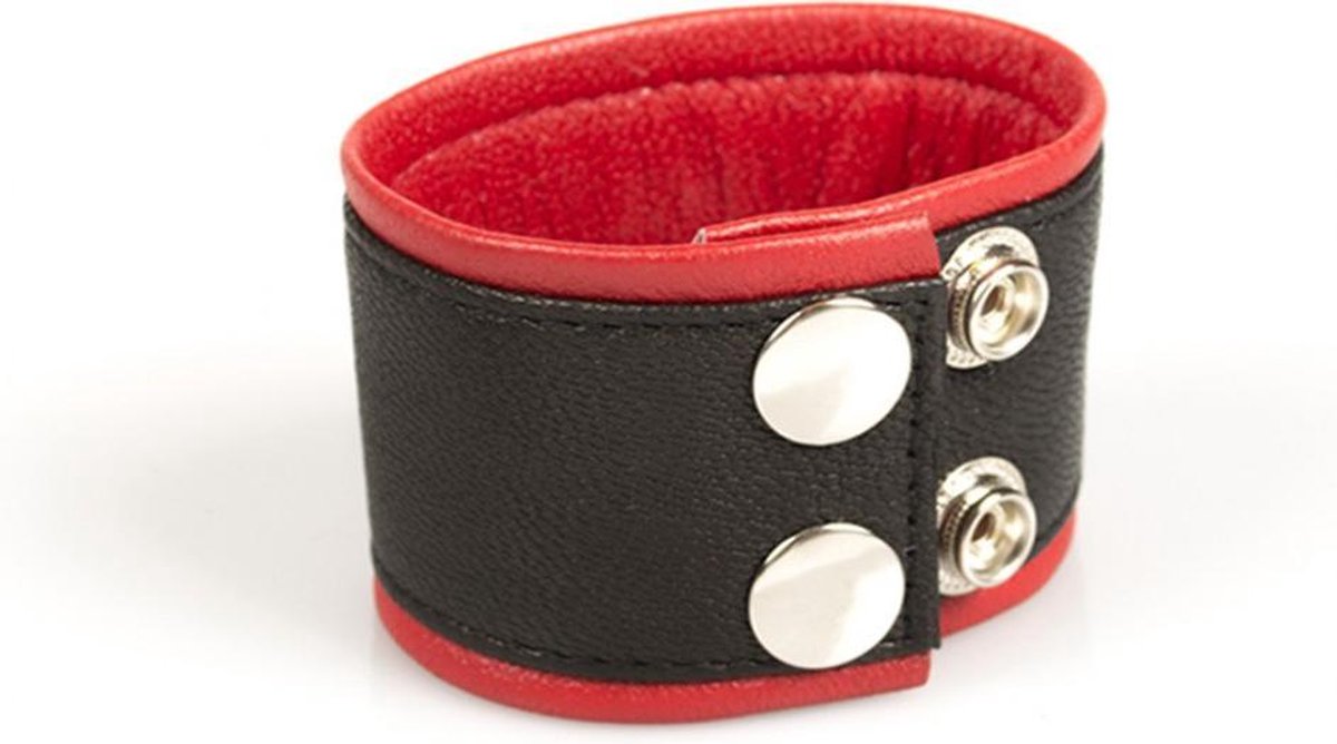 Kiotos Leather - Polsband - Leren Armband - Rood Zwart-Erotiekvoordeel.nl