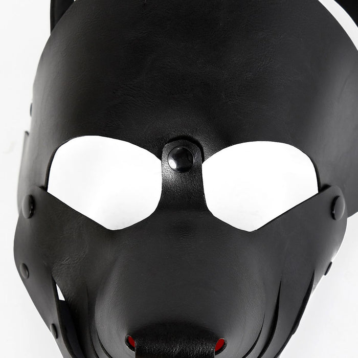 Kiotos Leather - Puppy Masker - Dog Hood - Kunstleer - Zwart-Erotiekvoordeel.nl