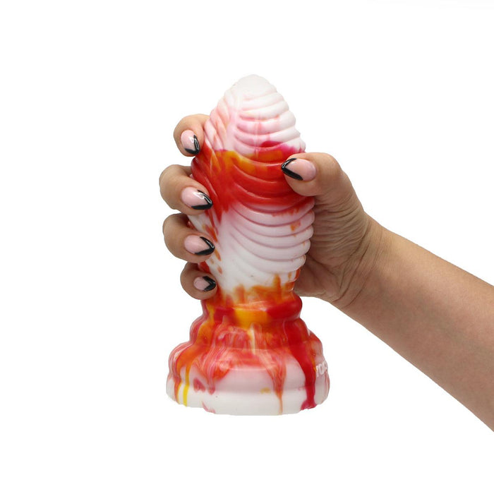 Kiotos Monstar - Buttplug Beast 6 - 16.5 x 6.5 cm - Tie Dye Oranje/Wit/Rood-Erotiekvoordeel.nl