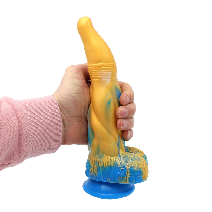 Kiotos Monstar - Dildo Beast 17 - Goud/Blauw/Wit-Erotiekvoordeel.nl