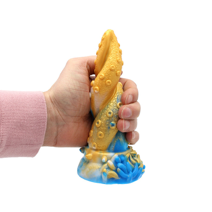 Kiotos Monstar - Dildo Beast 18 - Goud/Blauw/Wit-Erotiekvoordeel.nl