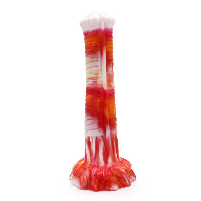 Kiotos Monstar - Dildo Beast Paardenlul - 27 x 5.5 cm - Tie Dye Oranje/Wit/Rood-Erotiekvoordeel.nl