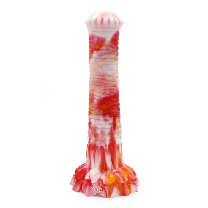 Kiotos Monstar - Dildo Beast Paardenlul - 27 x 5.5 cm - Oranje/Wit/Rood-Erotiekvoordeel.nl