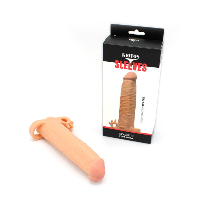 Kiotos - Realistic Penis Sleeve van 19 cm met Vibrator Bullet Houder en Ball Stretcher - Boost Je Intieme Momenten!-Erotiekvoordeel.nl