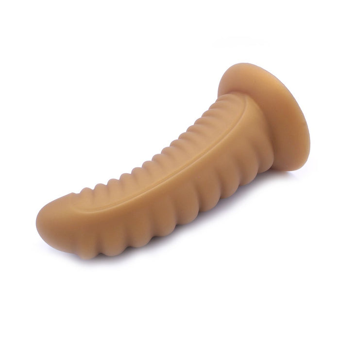 Kiotos - Ribbed Penis XL Shinny Flesh Suction Dildo - Amazing Shinny Gold/Flesh Silicone - 8 cm diameter x 30 cm lang-Erotiekvoordeel.nl