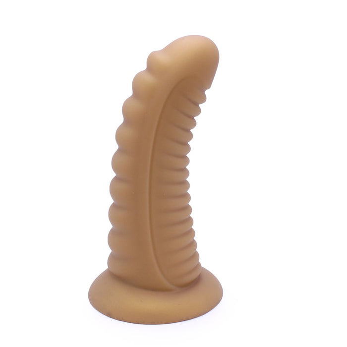 Kiotos - Ribbed Penis XL Shinny Flesh Suction Dildo - Amazing Shinny Gold/Flesh Silicone - 8 cm diameter x 30 cm lang-Erotiekvoordeel.nl