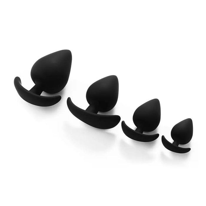 Kiotos - Siliconen Anker Buttplug Set - 4 Stuks - Zwart-Erotiekvoordeel.nl