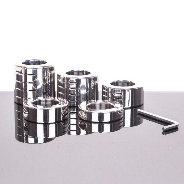 Kiotos Steel - Ballstretcher RVS Met Groeven Scharnierend 14 mm Hoog Ø 35 mm-Erotiekvoordeel.nl