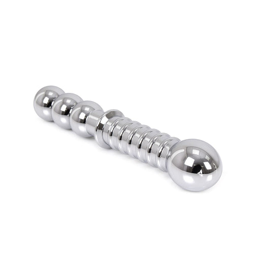 Kiotos Steel - Zware Metalen Dildo Met Ribbels 19 x 3,5 cm - aan beide Kanten te gebruiken-Erotiekvoordeel.nl