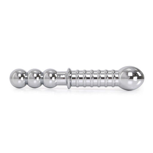 Kiotos Steel - Zware Metalen Dildo Met Ribbels 19 x 3,5 cm - aan beide Kanten te gebruiken-Erotiekvoordeel.nl