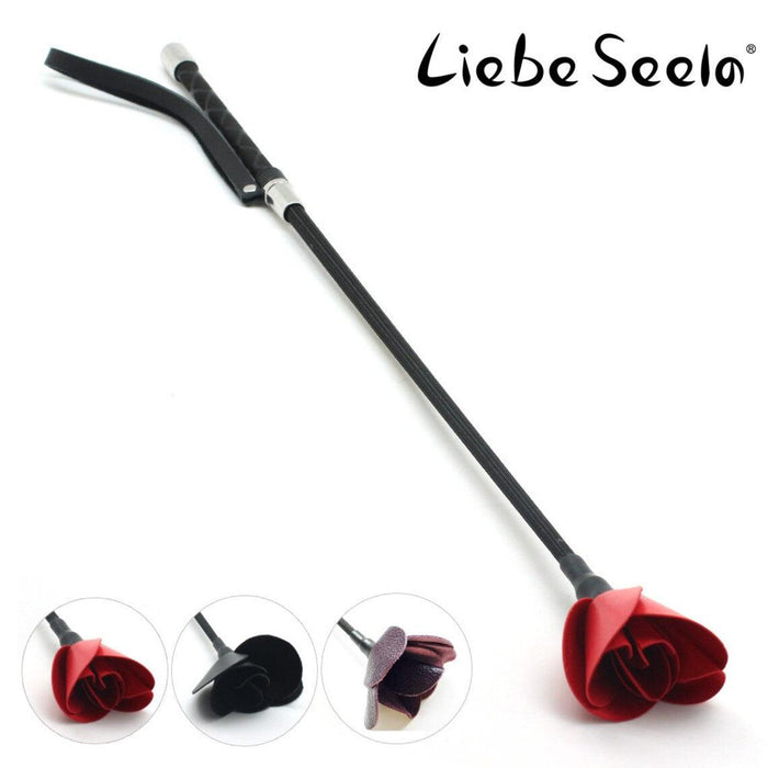 Liebe Seele - Flower Rhythm - Riding Crop - Paardrijzweepje Leer - Met Rode Roos-Erotiekvoordeel.nl