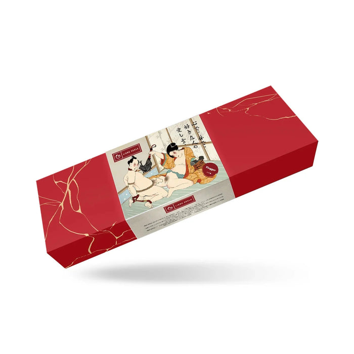 Liebe Seele - Kinbaku Ukiyoe - Lamslederen Flogger - Rood met Zwarte Rozen Print - Iets Héél Bijzonders! - Import uit Japan-Erotiekvoordeel.nl